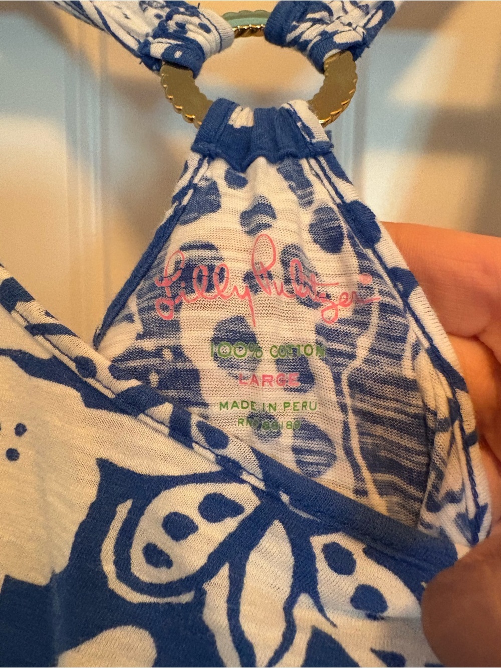 Lilly Pulitzer Blue & White Floral swim coverup - Women's large. GUC - Picture 3 of 5